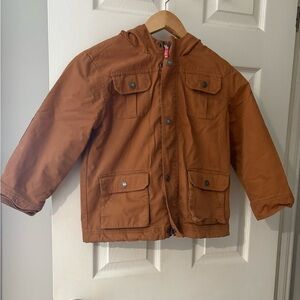 Hanna Andersson boys utility fall winter Sherpa lined hooded jacket size 6/7